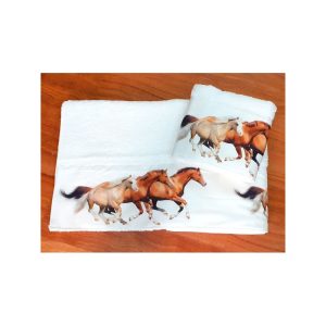 Asciugamano in spugna con cavalli