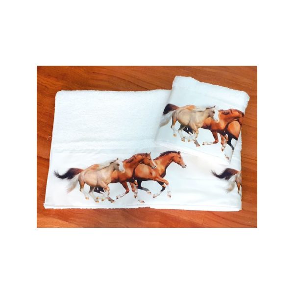 Asciugamano in spugna con cavalli
