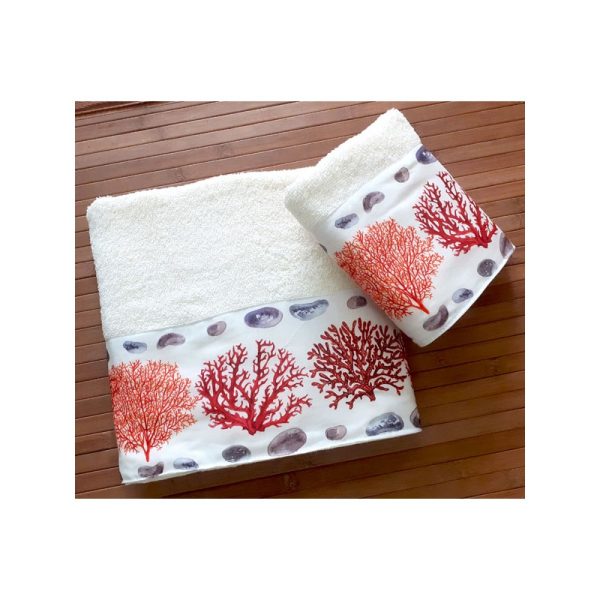 set asciugamani con coralli