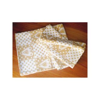Tovaglia in cotone Patchwork con cuori beige