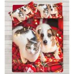 Copripiumino Puppies con cane e gatto